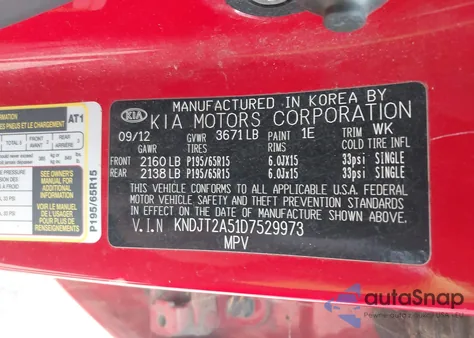 2013 Kia Soul z USA, uszkodzony, nr VIN KNDJT2A51D7529973